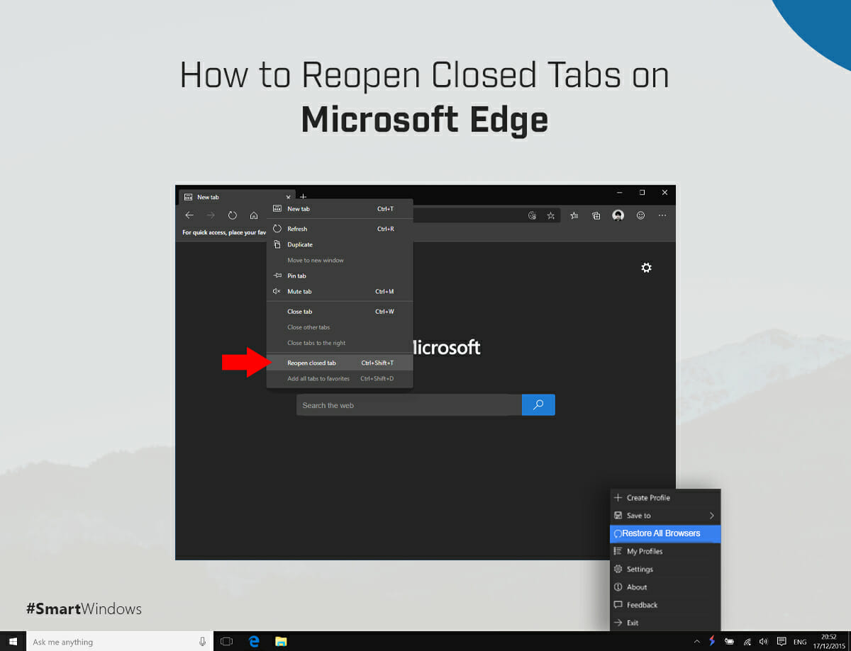 Reopen Closed tabs in Microsoft Edge