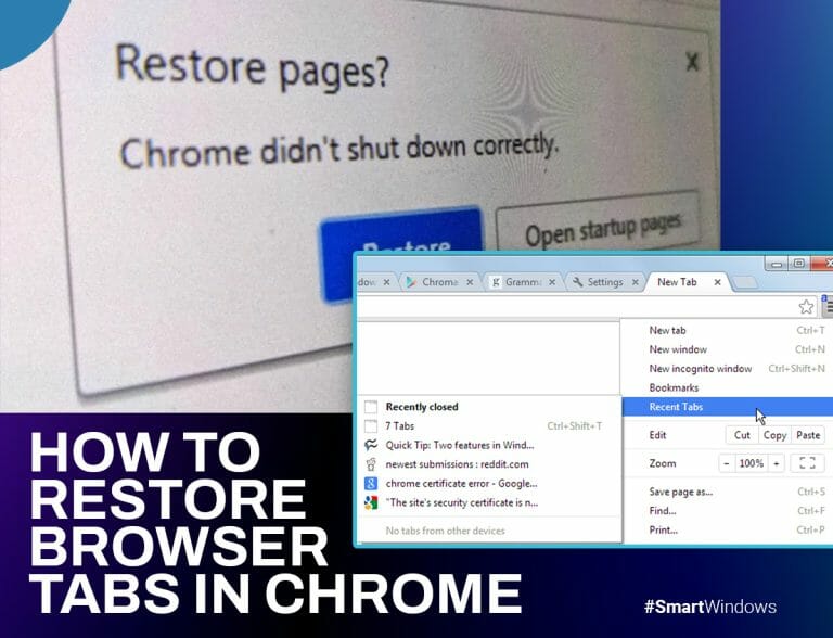 How To Restore Browser Tabs In Chrome Useful Tips SmartWindows   How To Restore Browser Tabs In Chrome 768x588 