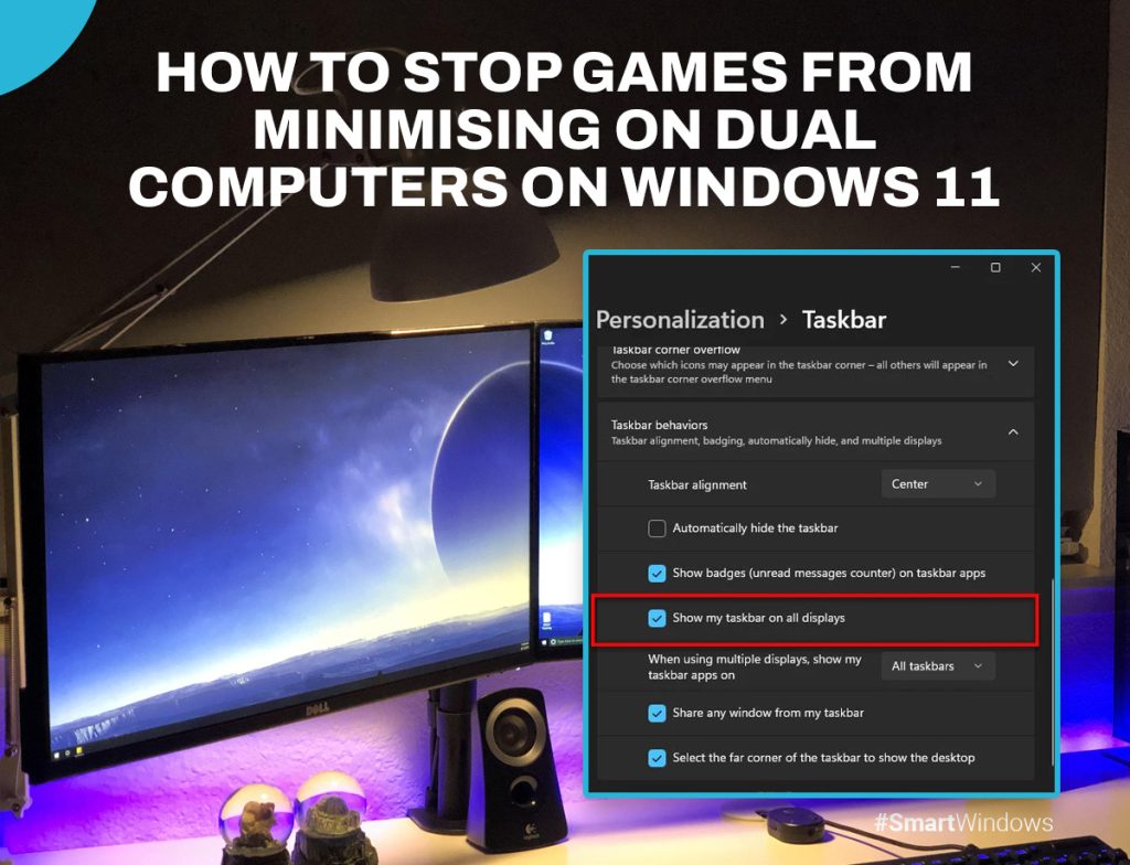 How to stop games minimizing dual monitors windows 11