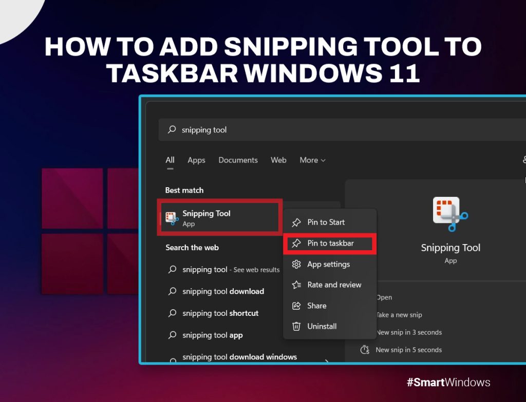 How to Add Snipping Tool to Taskbar Windows 11?